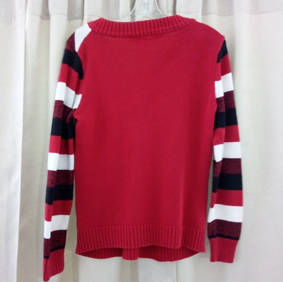 Liz Claiborne Striped Sweater Red, White, and Black Size M - Picture 2 of 11